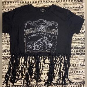 Fringed cropped motorcycle shirt